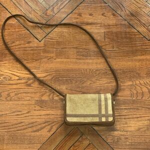 Vintage 1970s Brown Suede Corduroy Purse Crossbody Preppy